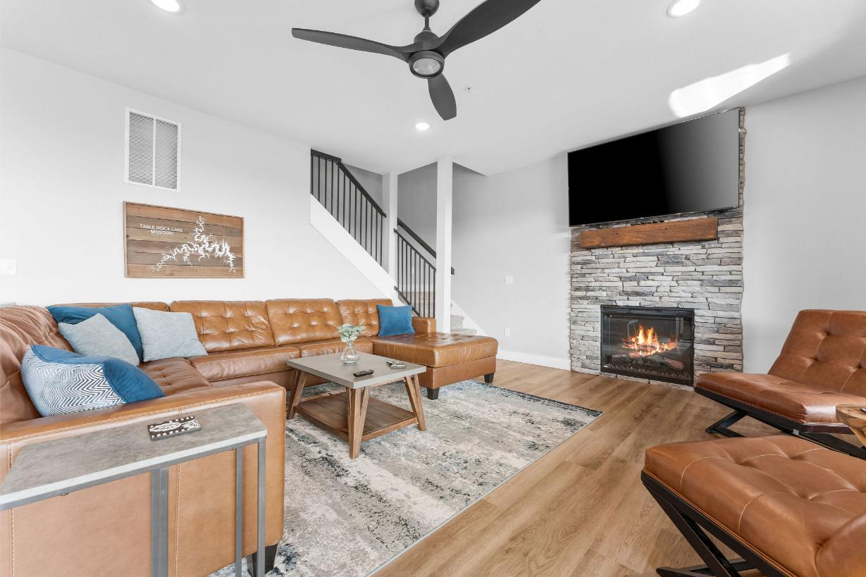 Kick back and relax—this comfy living room connects you to the kitchen, dining, and great conversation.