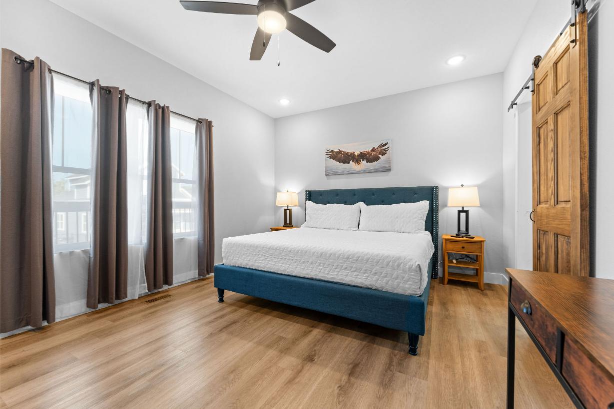  A wide entry main floor master bedroom with trundle bed and ensuite bathroom