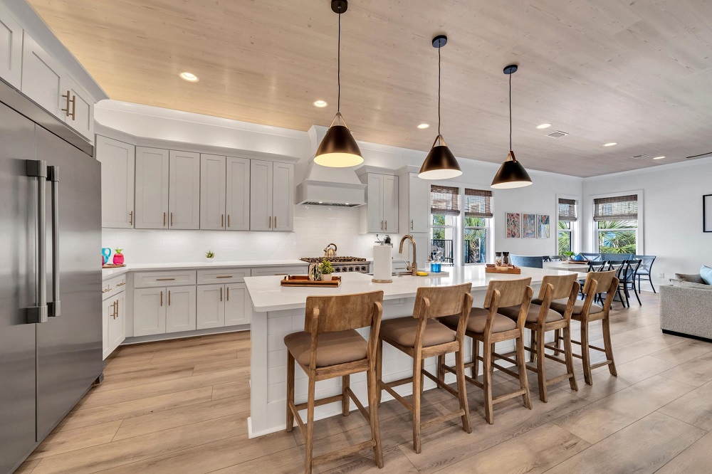 Whip up your family favorites in this sleek kitchen with high-end appliances and plenty of space to cook together.