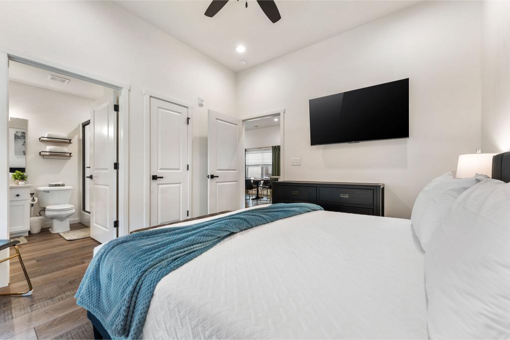 Easy access, comfy bed, and your own TV—this main floor suite is perfect for guests who like staying close to it all.