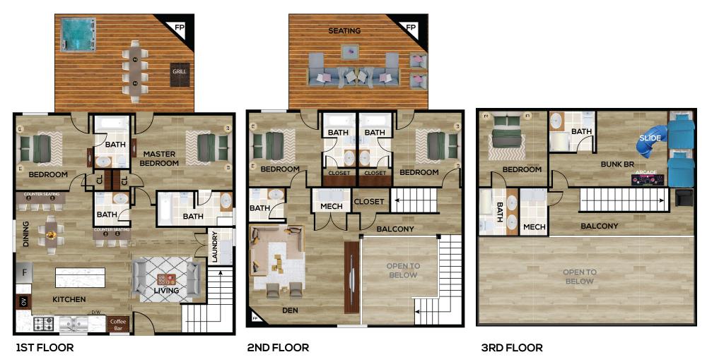 Three floors, six bedrooms, and endless space to gather—this cabin is made for big memories with your favorite people.
