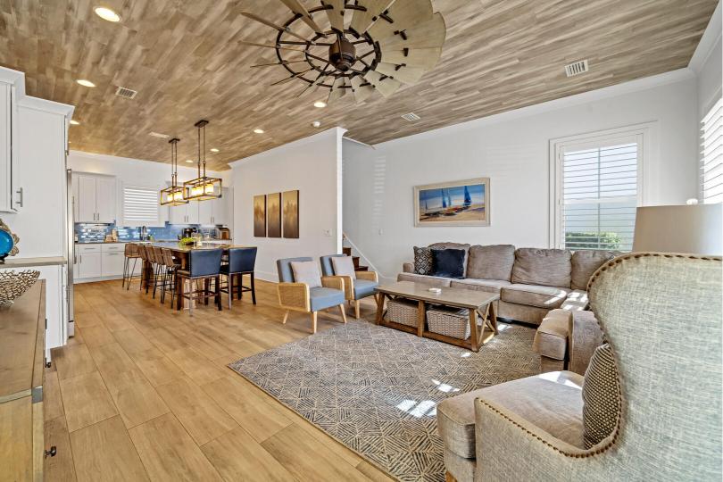 Step into a spacious main-floor living area with open-concept kitchen—perfect for the whole group to gather, relax, and make lasting memories.
