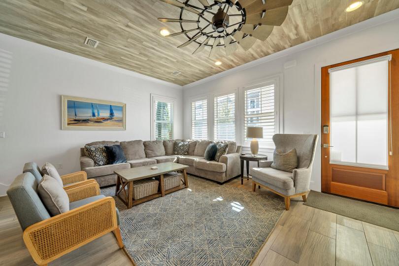 Spacious living room with ample seating—perfect for relaxing, gathering, and enjoying time together.