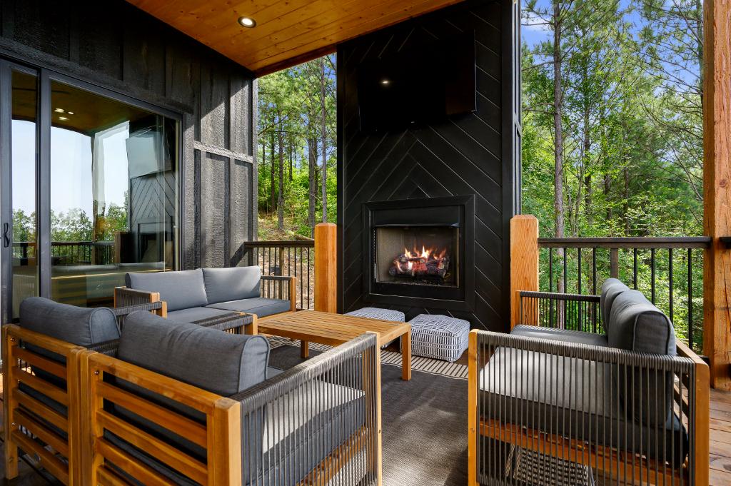  Cozy vibes made easy—just flip the switch and enjoy fireside comfort with a mountain view.