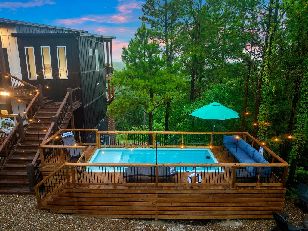 Mountaintop views, a private pool, and plenty of lounge space—everything you need for the perfect Broken Bow escape!