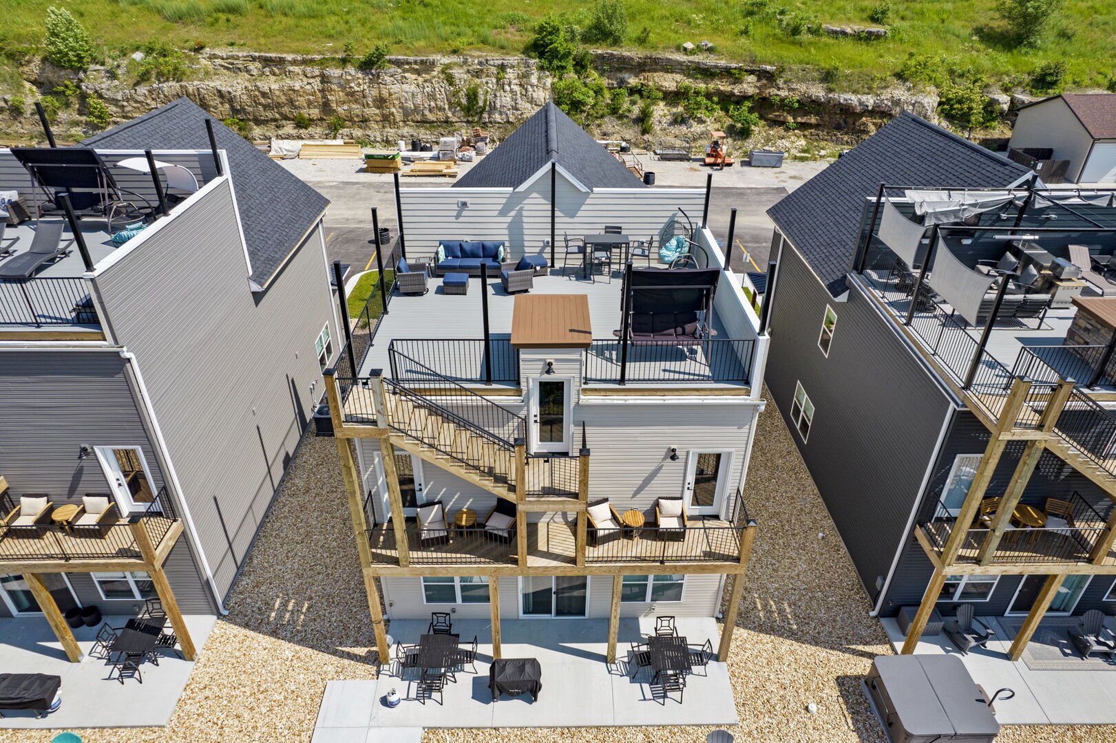 Take in the view from the top! Enjoy your morning coffee or evening wine on the rooftop or bedroom balconies overlooking the lake.
