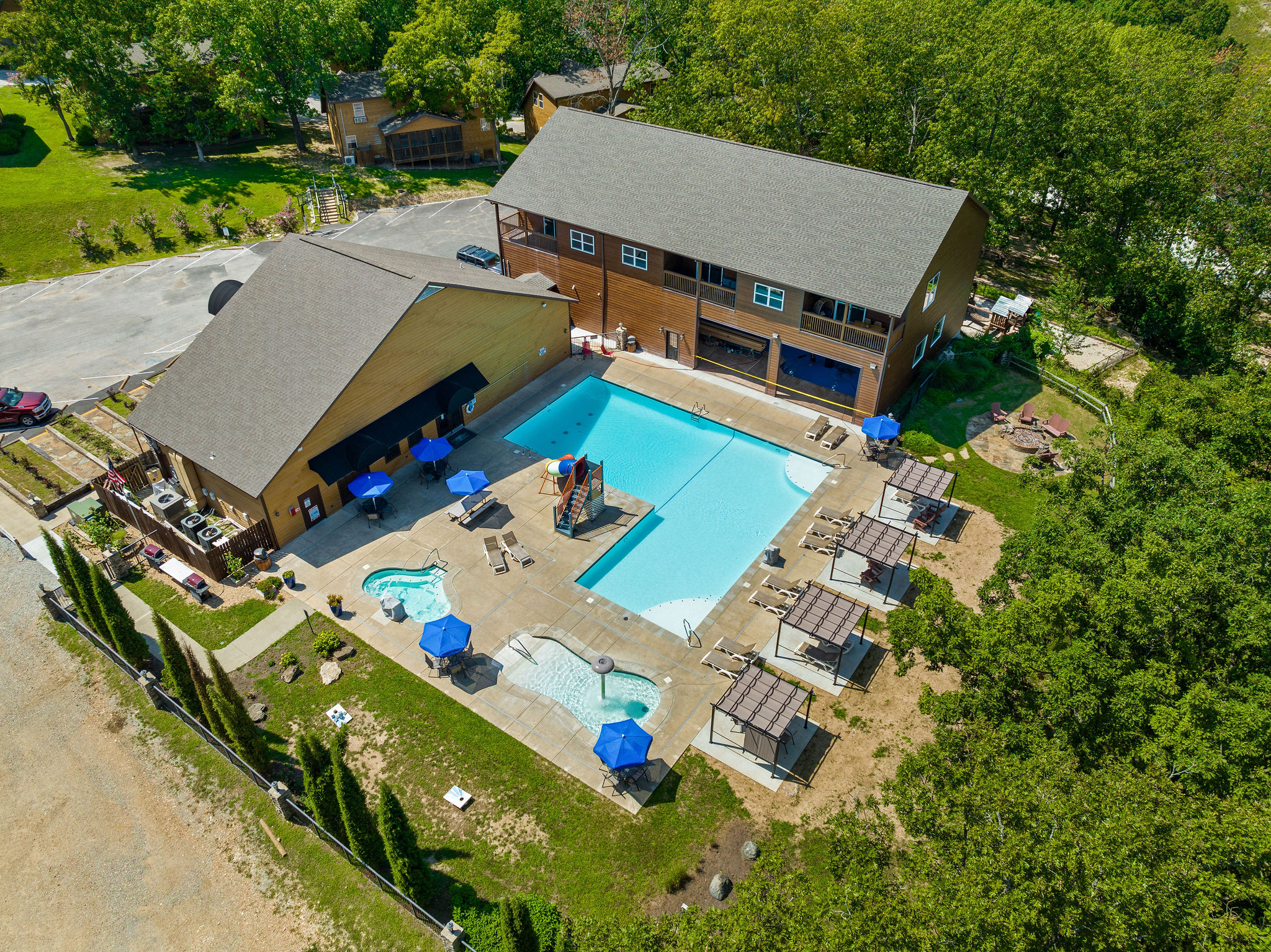 From the pool and hot tub to the playground and fire pit, there’s fun for all ages right outside your door!