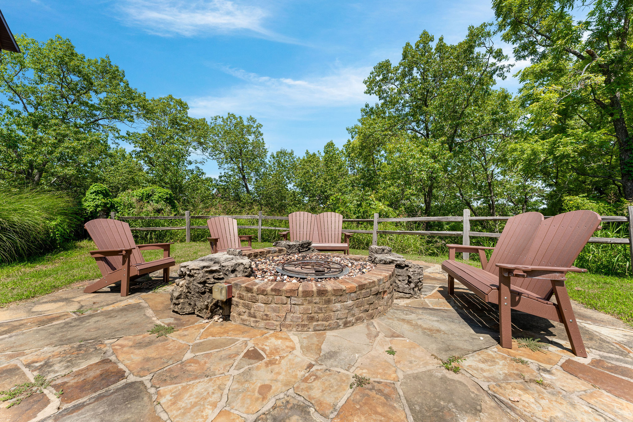 Cozy up under the stars around the fire—seating provided!