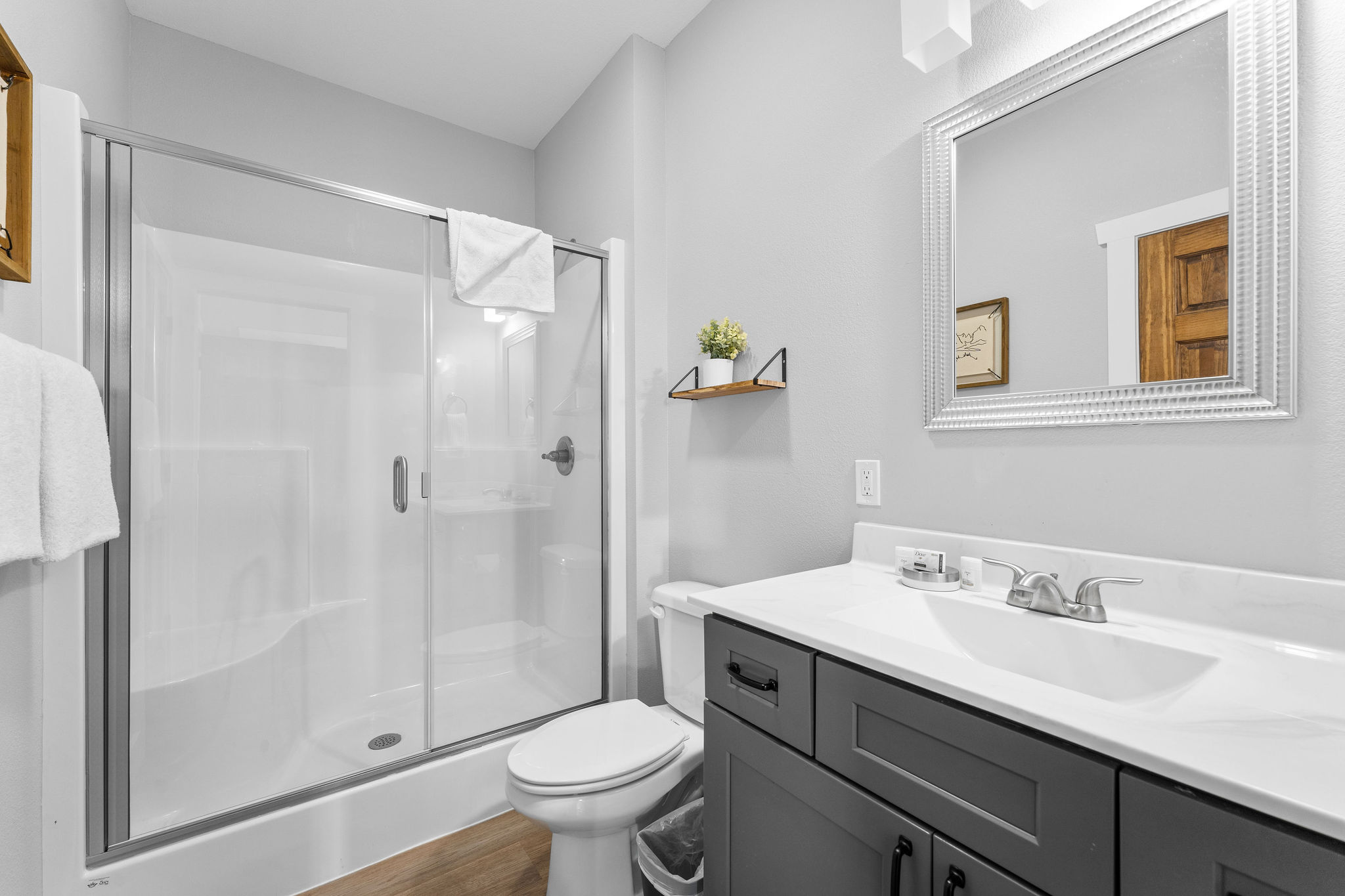 Freshen up in your own modern ensuite—towels, soaps, and all!