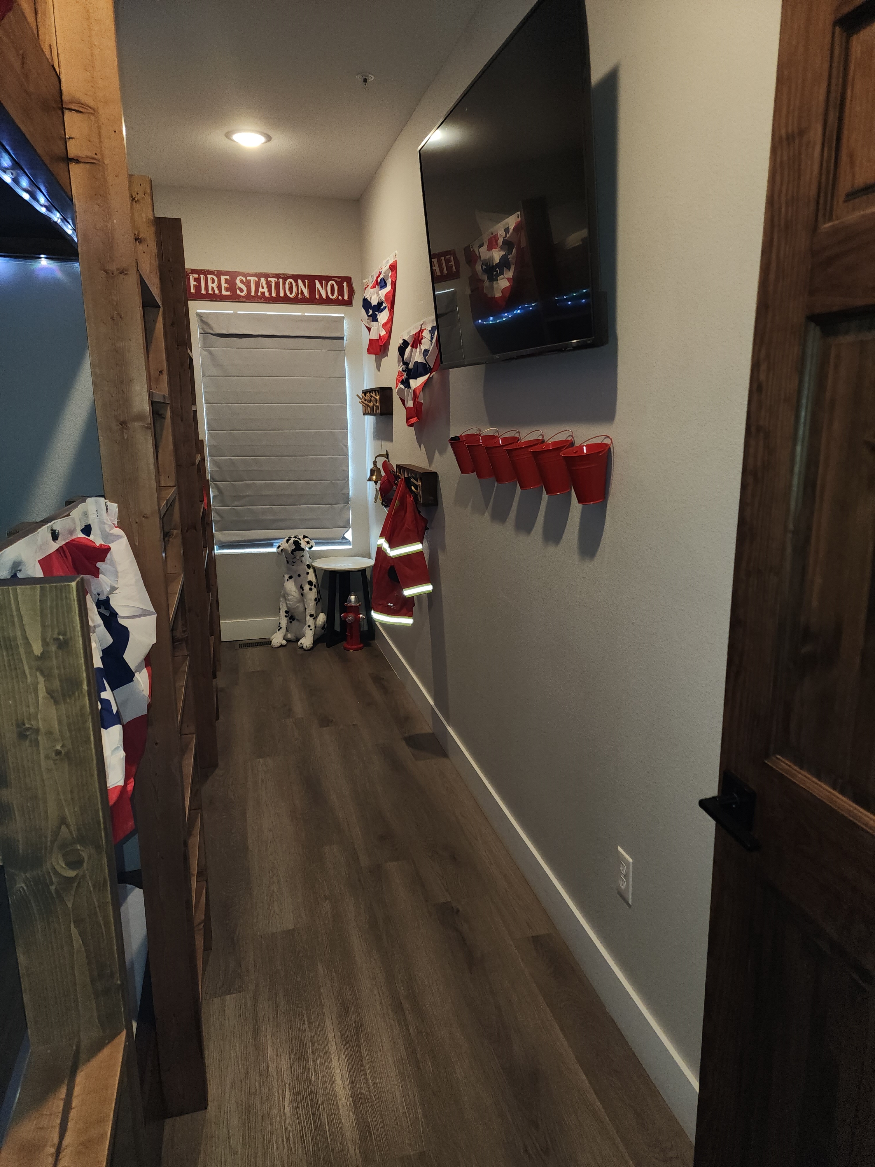 Professional photos coming soon! Fireman's Landing Themed Bunk Room