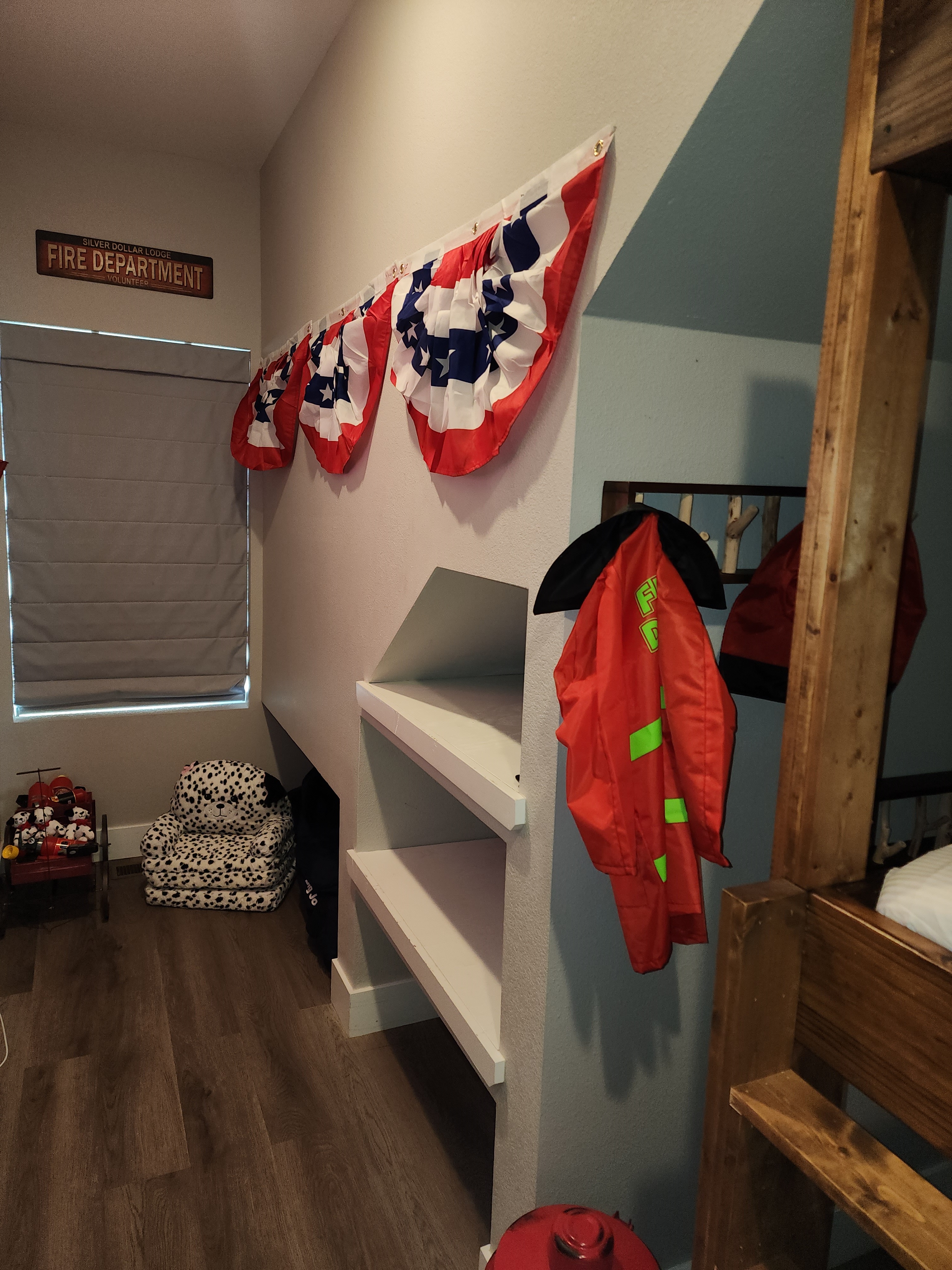 Professional photos coming soon! Fireman's Landing Themed Bunk Room