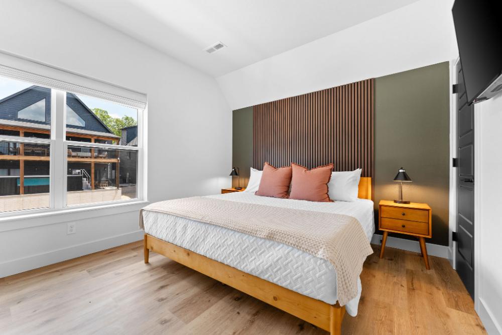 The kids’ room includes a fun and functional ensuite bathroom, perfect for quick clean-ups after all the sliding and climbing.