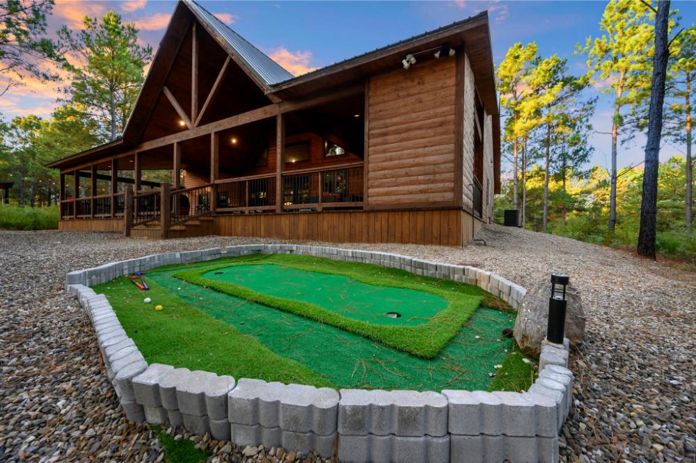 Enjoy an outdoor putting green at The Conifer Cabin