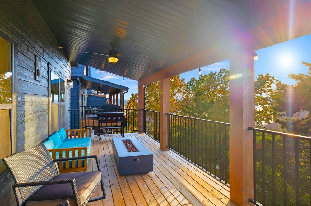 Enjoy dinner hot off the griddle, toast marshmallows at the fire table, and take in the lake view. all from your private deck!