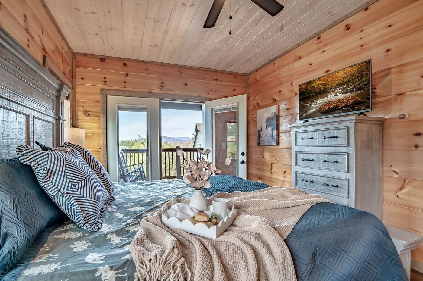 Sip your morning coffee from bed while taking in peaceful views of the Smoky Mountains.