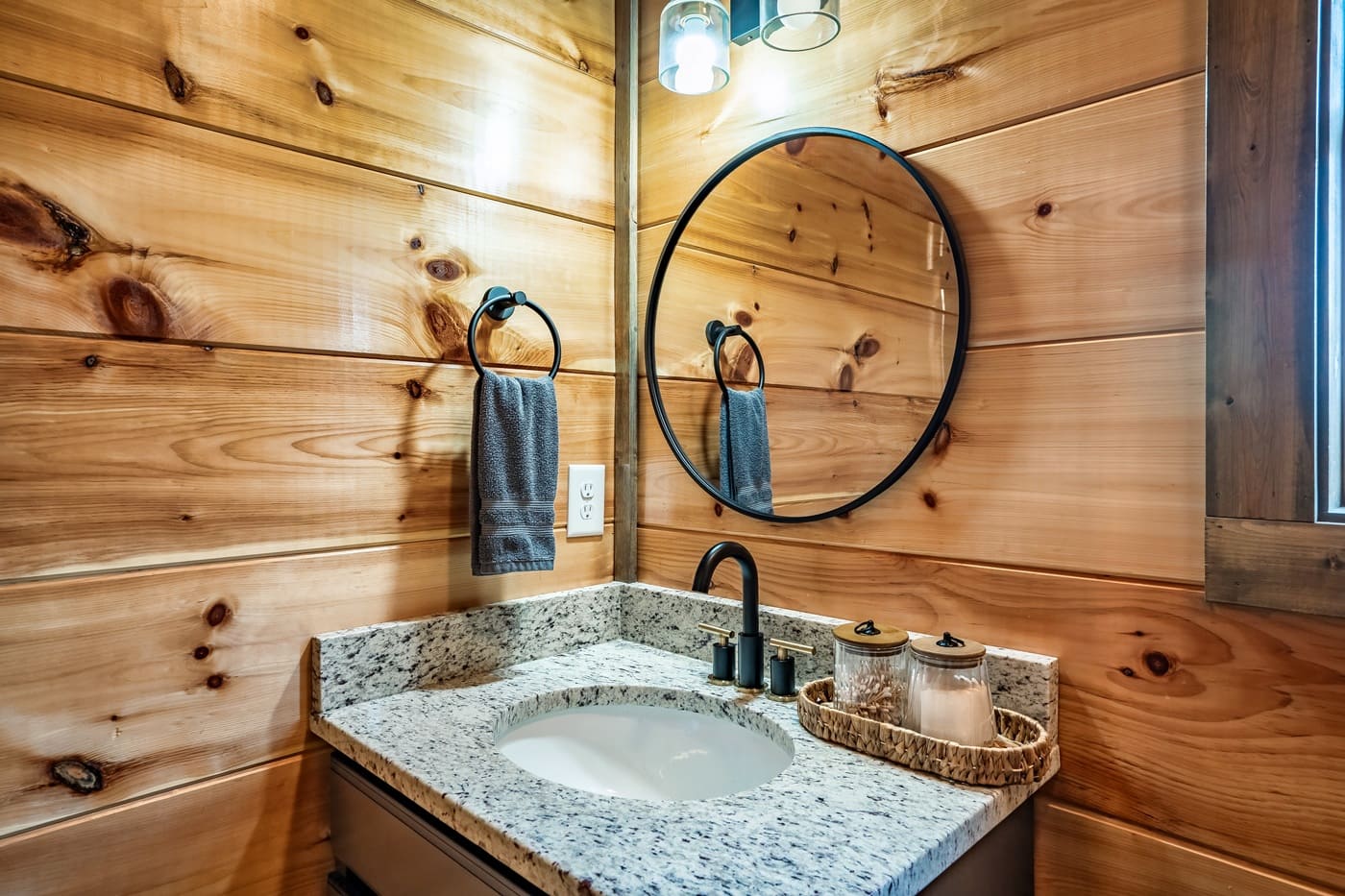This convenient powder room is just steps from the main living area, making it easy for everyone to access.