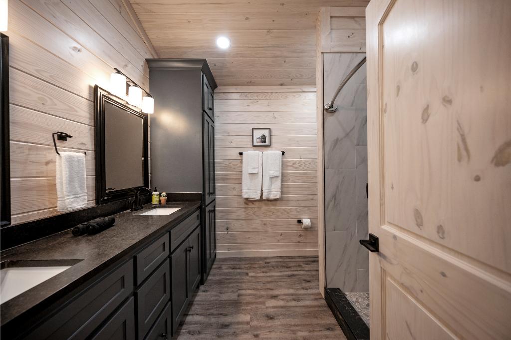 Plenty of space to share, this dual vanity makes mornings and evenings easy and convenient.