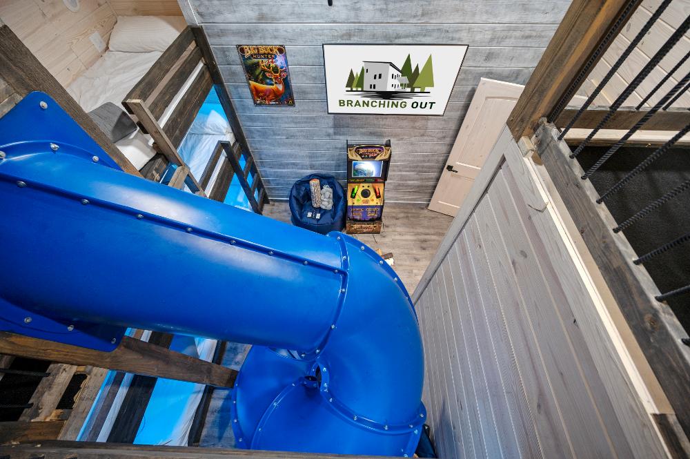 Tucked above the bunk room, this cozy loft is perfect for reading, relaxing, or quiet time.