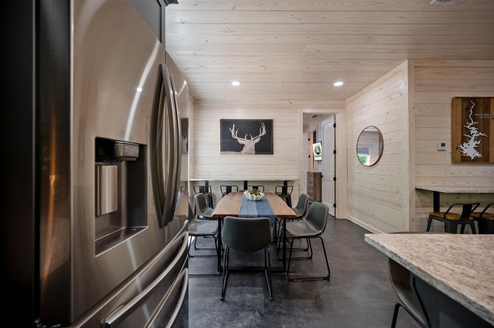A welcoming space where everyone can come together to enjoy meals and time as a group.