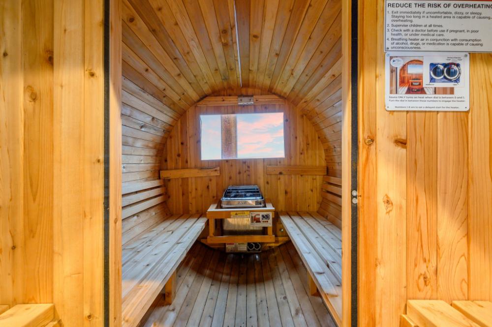 A private sauna available rain or shine, any time you feel like stepping in and stepping away from everything else.