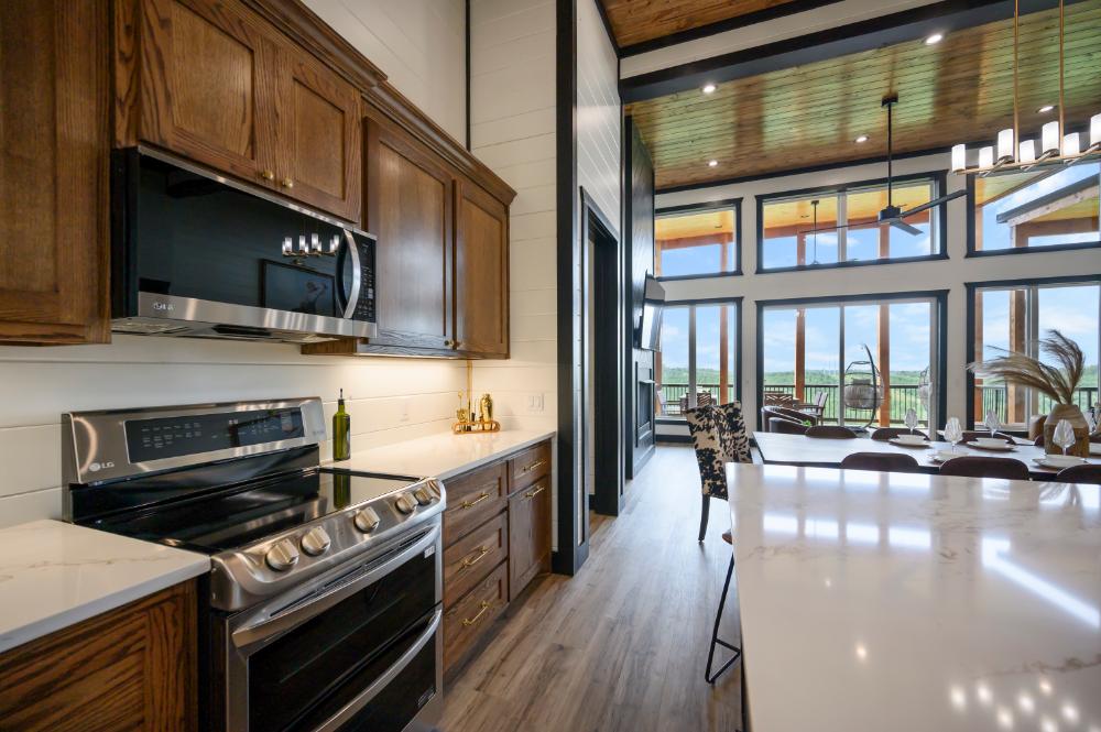 A fully equipped kitchen prepared for everything from a group breakfast first thing in the morning to late night snacks after a long day outside.