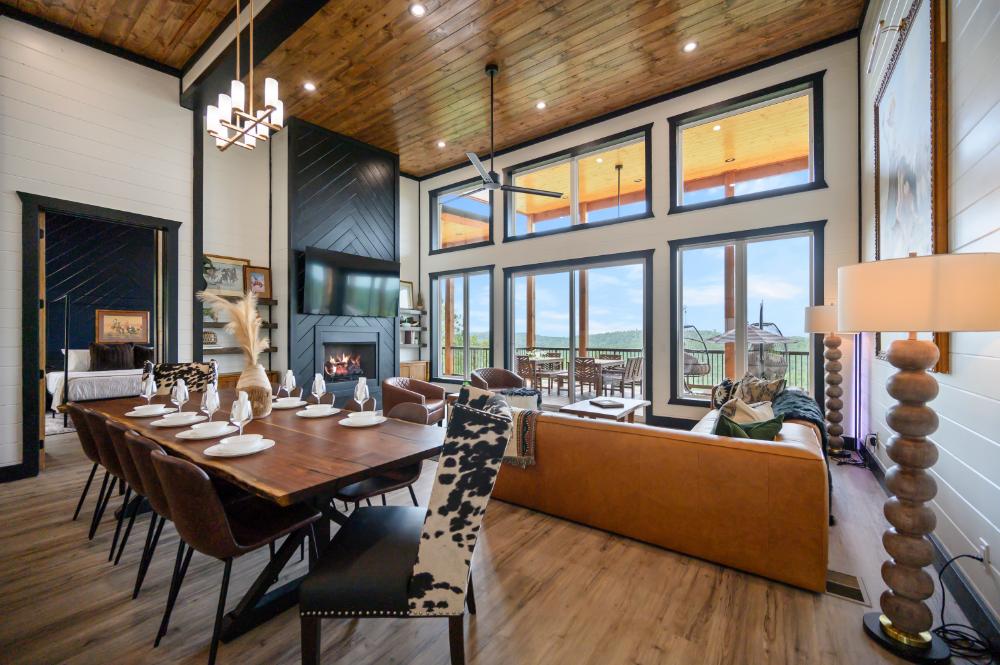 Rustic, comfortable, and full of Western character. This living room pulls you in and makes it very easy to stay put.