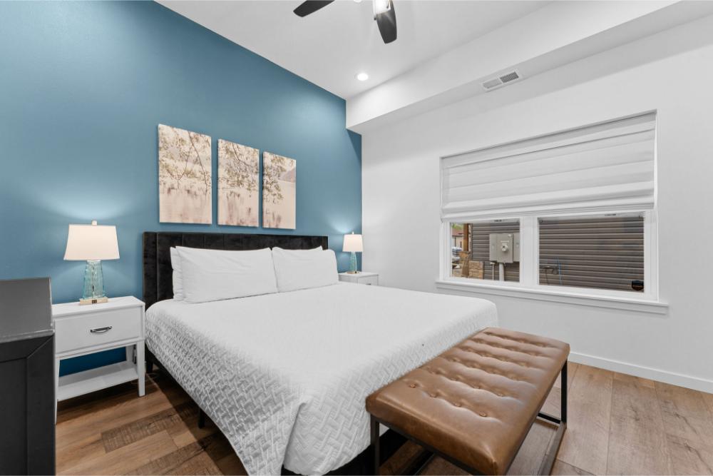 Rest comfortably in a king bedroom with a private bathroom and easy main level access.