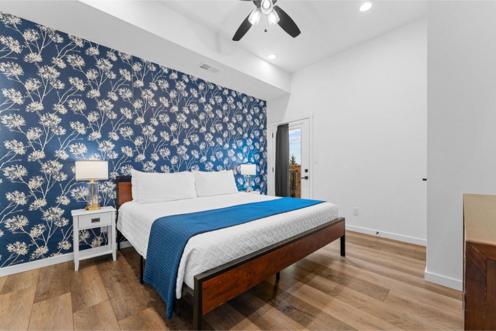 Upper level suite filled with natural light and easy access to peaceful lake views.