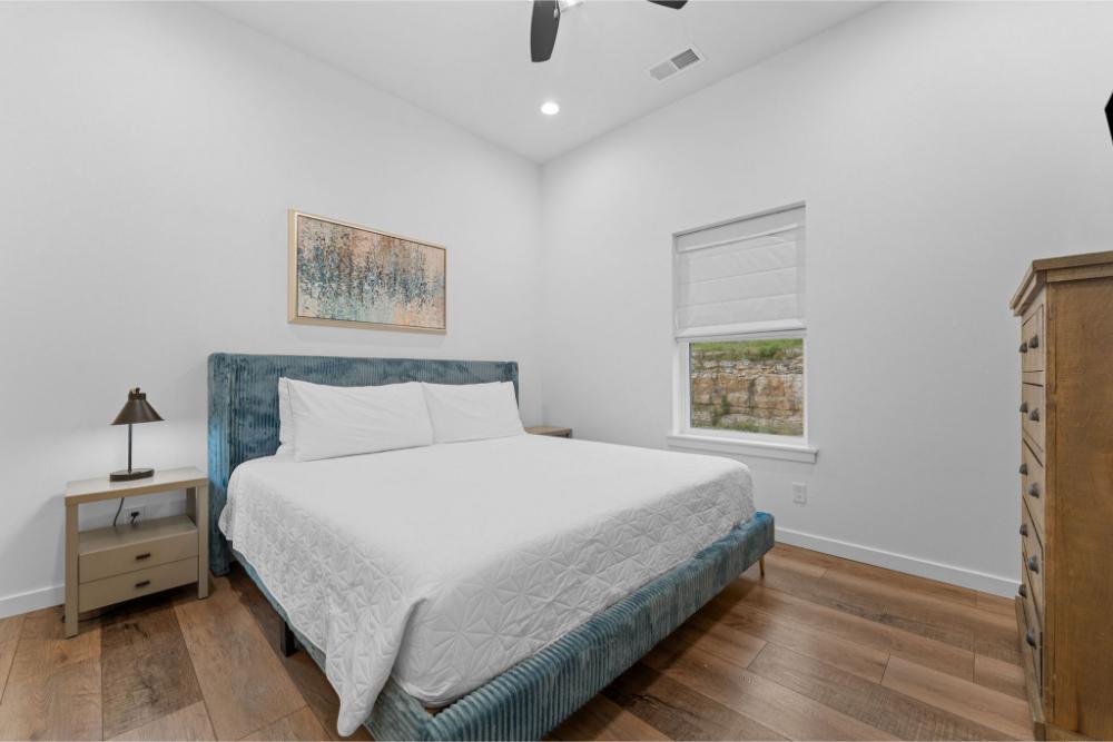 Second floor king suite with a private bathroom, offering a peaceful place to recharge.