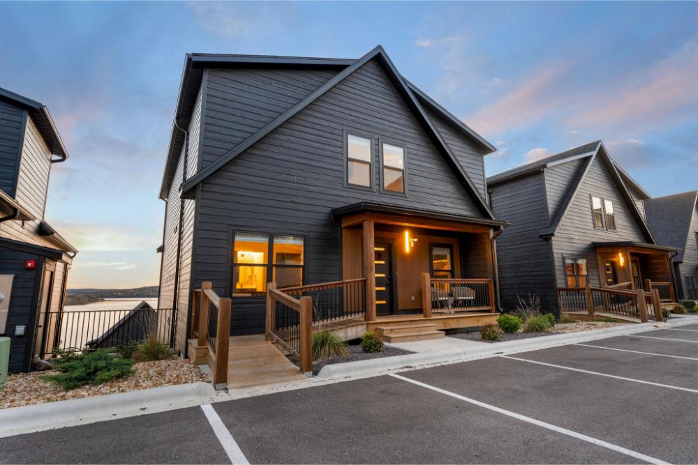 Accessible features include a ramp and a main floor suite designed with ADA-friendly accommodations.