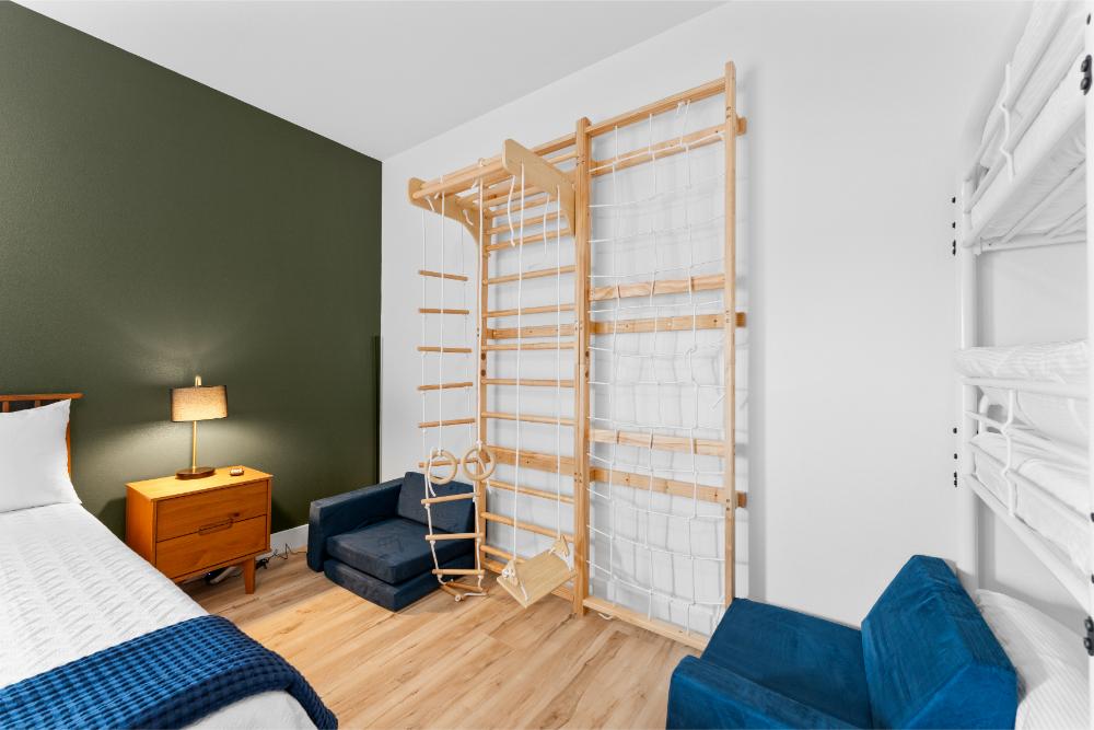 This indoor play zone gives kids space to climb, crawl, jump, and play.