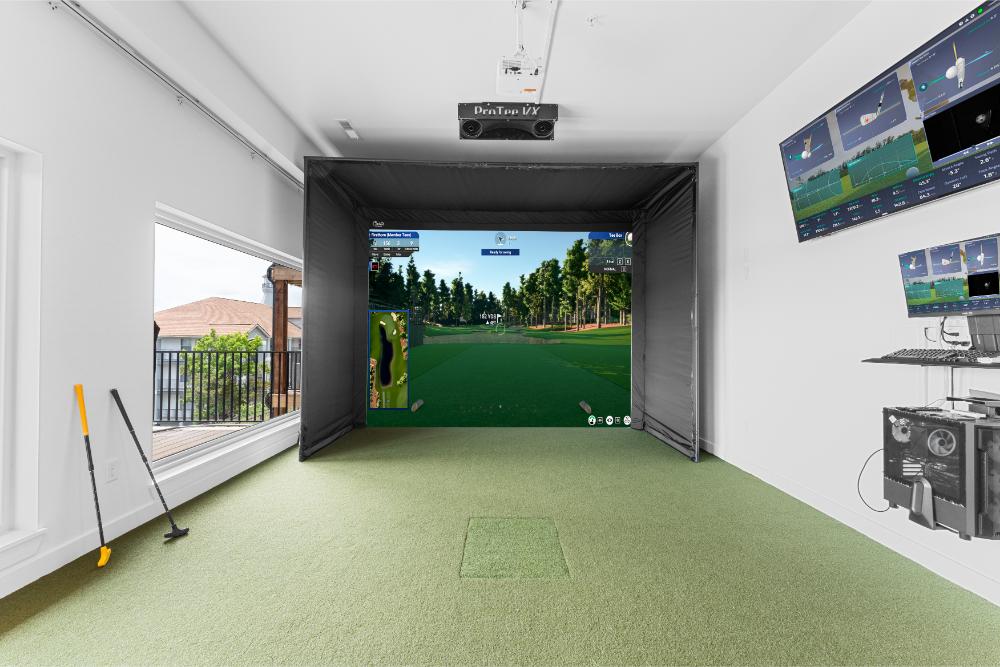 Enjoy access to iconic golf courses from the comfort of your private indoor golf simulator.