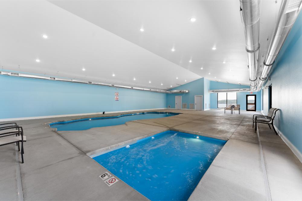 The indoor kiddie pool offers a safe and shallow space designed specifically for younger swimmers.