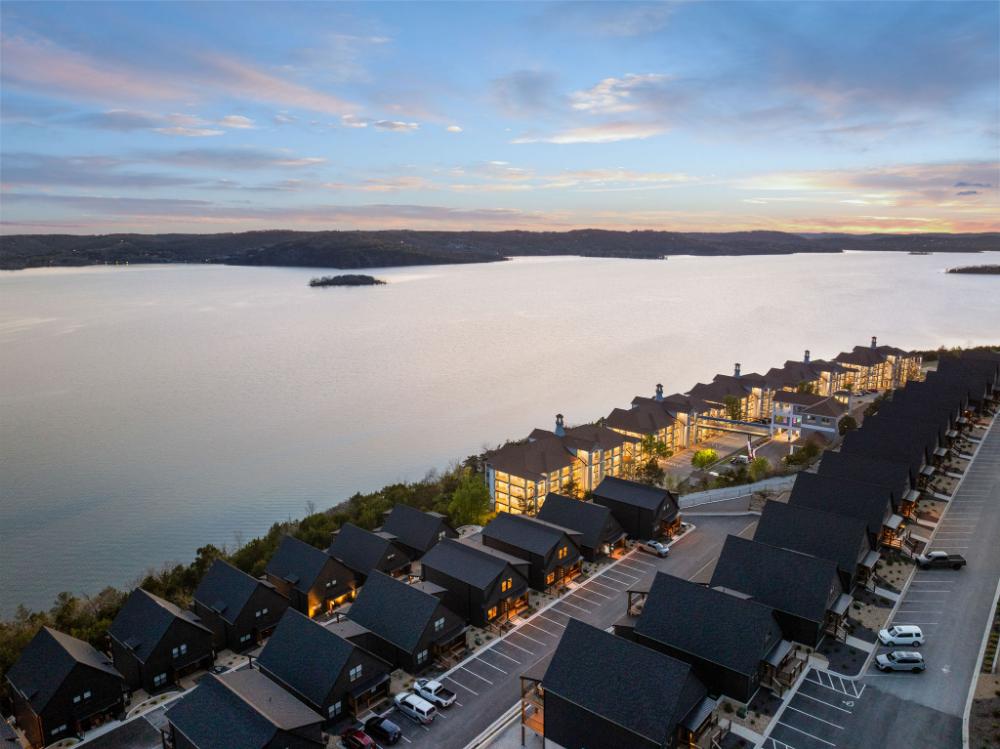 Take in spectacular views of Table Rock Lake from both the living room and kitchen areas.