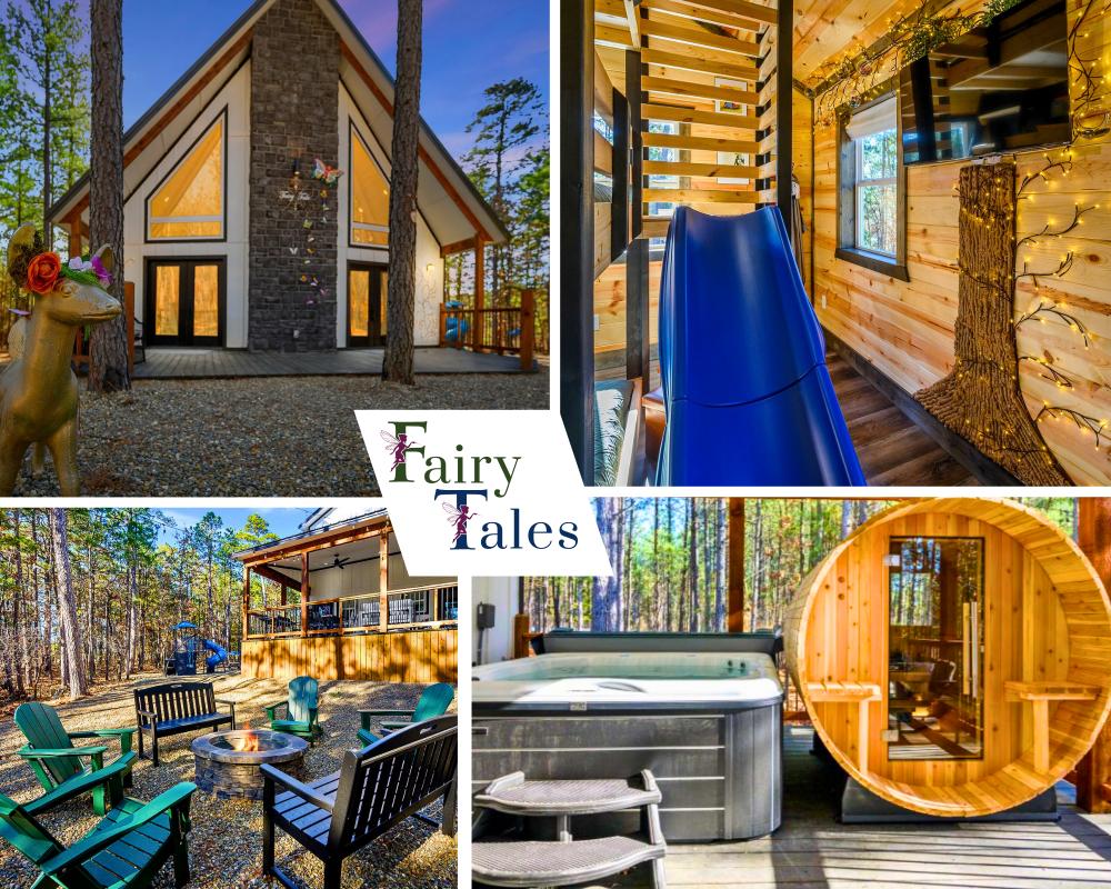 Welcome to your happily-ever-after! FAIRY TALES cabin is filled with fun, from the indoor slide to the bubbling hot tub, making it perfect for guests of all ages.
