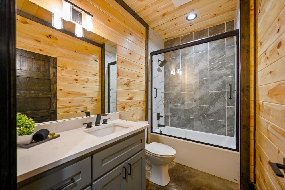Whether you need a quick rinse or a long soak, this roomy tub/shower combo has you covered. 