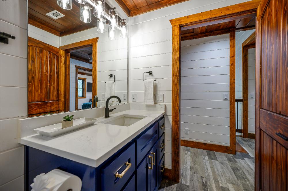 Enjoy the spacious vanity with plenty of counter space for your essentials.