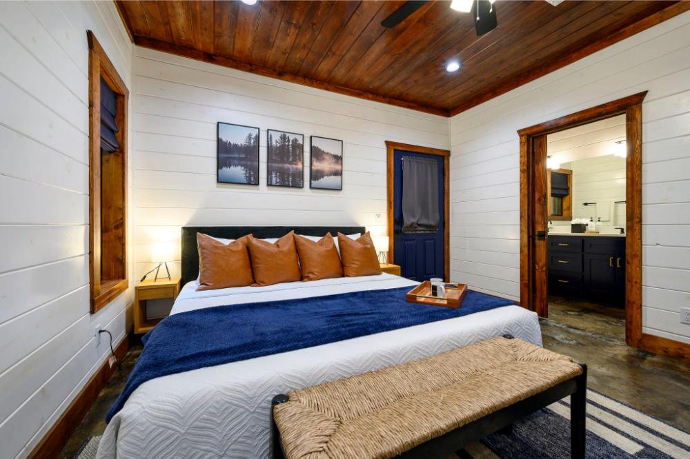 Step from the master bedroom directly to the hot tub for easy access to outdoor relaxation.